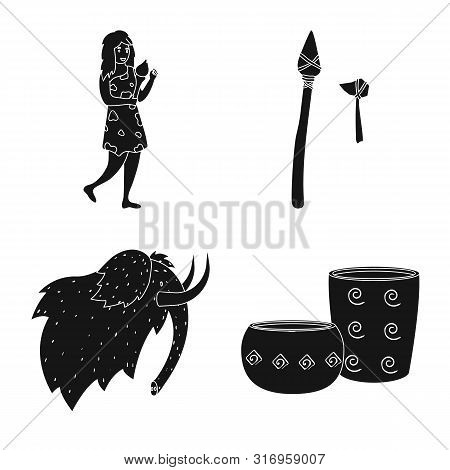 Vector Design Of Survival And Primeval Symbol. Set Of Survival And Stone Vector Icon For Stock.