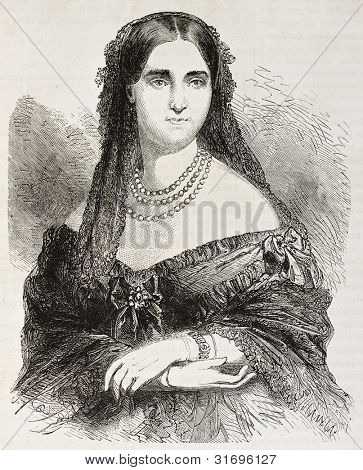 Laure Cinti-Damoreau stary wygrawerowanym portret (francuska śpiewaczka, sopran). Wykonawca Janet-Lange, opublikowane na L'