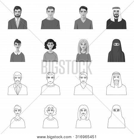 Vector Illustration Of Hairstyle And Profession Logo. Set Of Hairstyle And Character Stock Vector Il