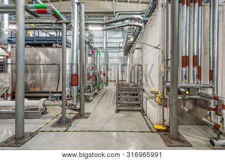 Production Of Chemical Emulsions For Mining. Clean Chemical Workshop. Many Different Pipelines And T
