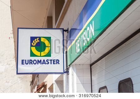 Lyon, France - July 15, 2019: Euromaster Logo In Front Of Their Local Retailer Garage In Lyon. Part 
