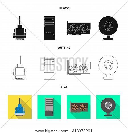Vector Design Of Accessories And Device Sign. Set Of Accessories And Electronics Stock Vector Illust