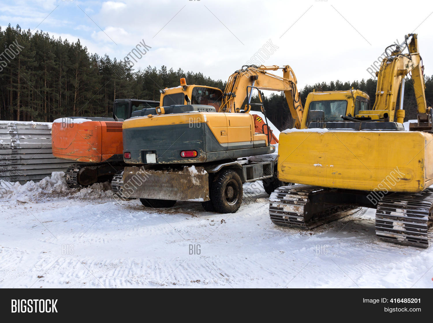 Excavators Parking . Image & Photo (Free Trial) Bigstock