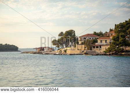 View Of Beach Bar Punta In Small Village Maslinica In Solta Island, Croatia