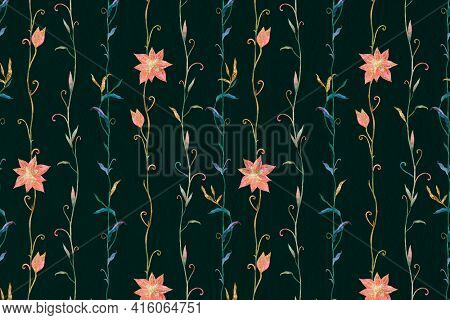 Floral pattern on black background