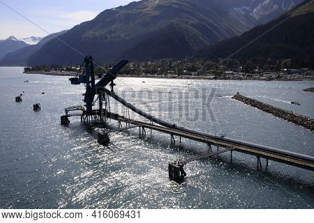 Seward, Alaska / Usa - August 08, 2019: Seward Port View From Cruise Ship Deck, Seward, Alaska, Usa