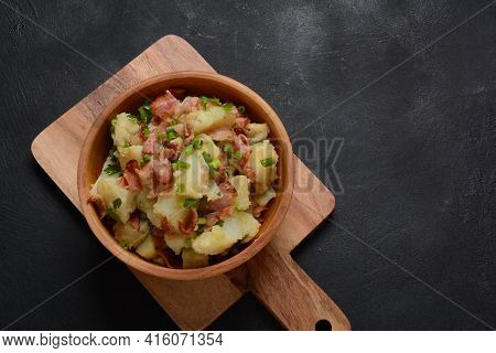 Kartoffelsalat - Traditional German Potato Salad. Potato Salad With Bacon
