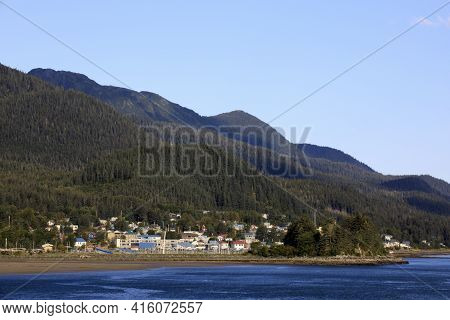 Juneau, Alaska / Usa - August 08, 2019: View From Ship Cruise Deck Near Juneau, Juneau, Alaska, Usa