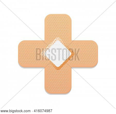 Medical plaster. Adhesive bandage or sticking plaster. Medical band aids protection patch for first aid. Protection and care.  cartoon plaster on white background