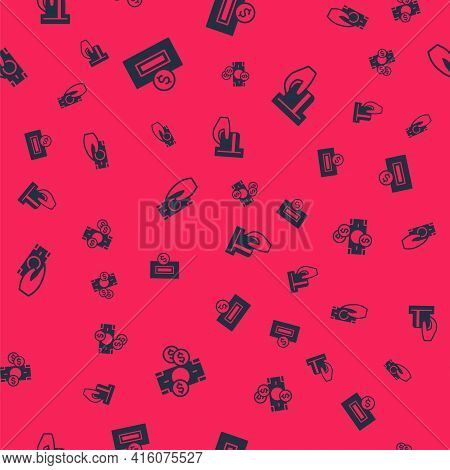 Set Stacks Paper Money Cash, Inserting Coin, Fast Payments And Credit Card Inserted On Seamless Patt