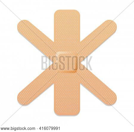 Medical plaster. Adhesive bandage or sticking plaster. Medical band aids protection patch for first aid. Protection and care.  cartoon plaster on white background