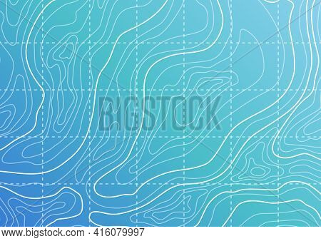 Topographic map background concept. Blue topographic background pattern with topographic or isolines. Geography concept