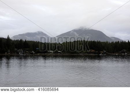 Ketchikan, Alaska / Usa - August 15, 2019: Ketchikan Coastline Landscape, Ketchikan, Alaska, Usa