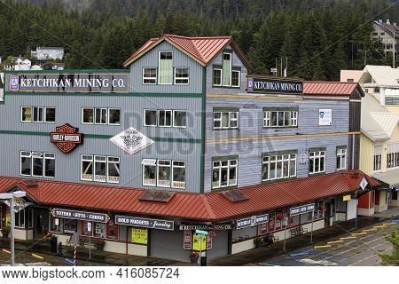 Ketchikan, Alaska / Usa - August 15, 2019: Shops In Ketchikan Town, Ketchikan, Alaska, Usa