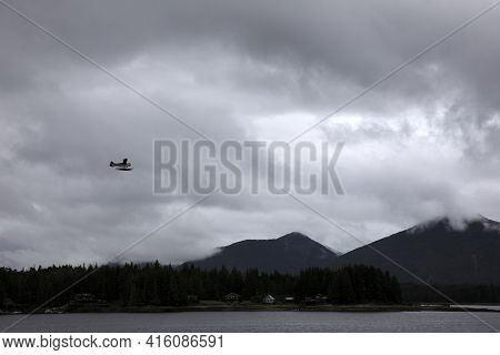Ketchikan, Alaska / Usa - August 15, 2019: Ketchikan Coastline Landscape, Ketchikan, Alaska, Usa