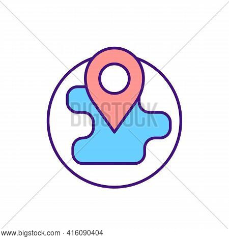 Location On Globe Rgb Color Icon. Gps Pin On Global Map. Geography Mark. Migration To Other Countre.