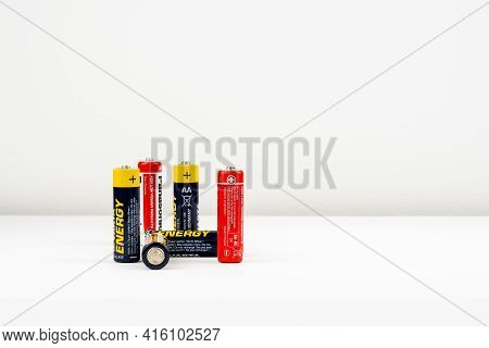 A Set Of Pen Batteries Isolated Against A White Background