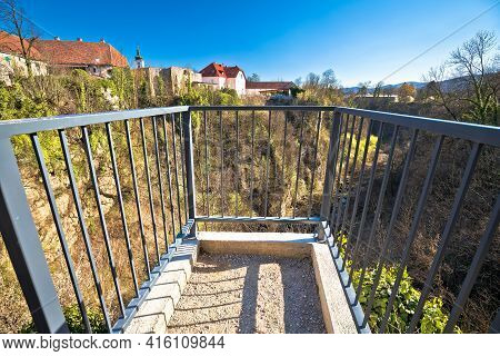 Town Of Ogulin And Dobra River Canyon Abyss View, Landscape Of Central Croatia