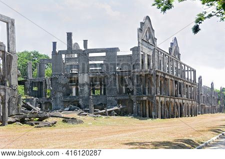 Army barracks ruins on Corregidor Island, Philippines