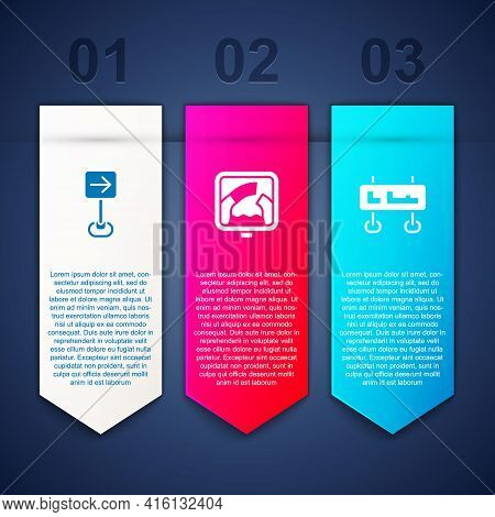 Set Traffic Sign Turn Right, Drawbridge Ahead And Road Traffic. Business Infographic Template. Vecto