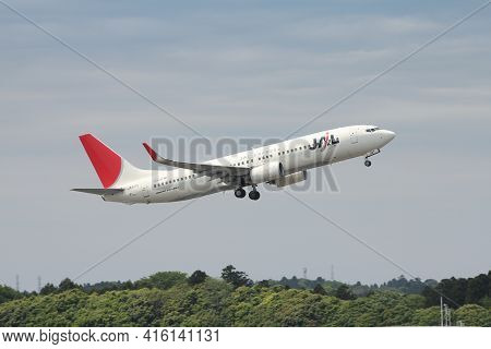 Tokyo, Japan - May 12, 2012: Japan Airlines Jal Express Boeing 737 Taking Off From Narita Internatio