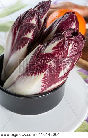 Healthy Food Belgian Endive Red Chicory Lof Lettuce Close Up