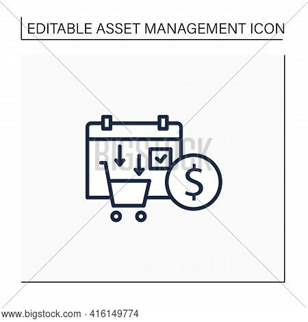 Asset Purchase Date Line Icon.stock Purchase Process. Calendar. Business Concept. Isolated Vector Il