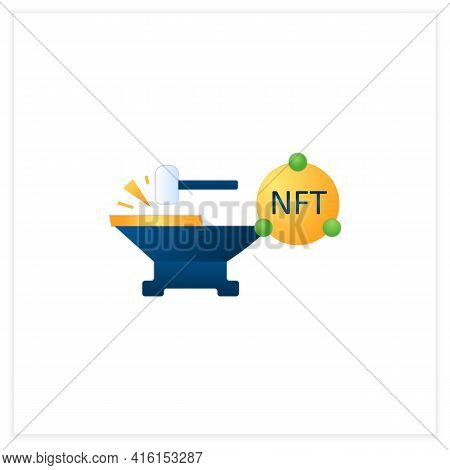 Minting Flat Icon. Tokenizes Digital Asset On Blockchain. Minting Cryptocurrency. Digitalization Con