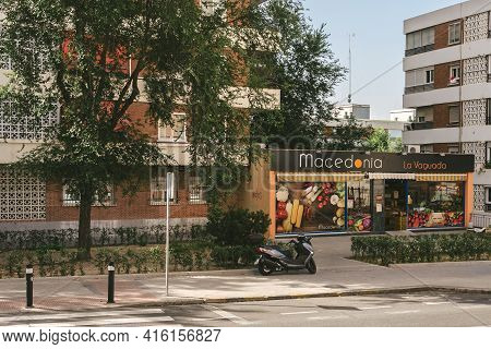 Madrid, Spain - August 6, 2018 - Vegetable Shop In Herrera Oria District Of Madrid