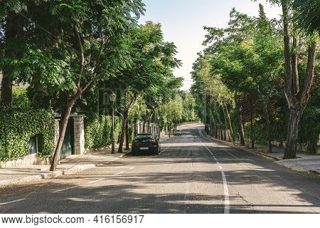 Madrid, Spain - August 6, 2018 - Walk Around The Area In Madrid's Herrera Oria District