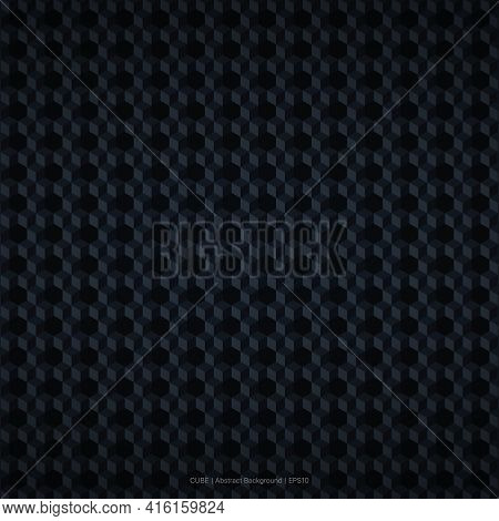 Dark Blue Cube Geometric Post Background. Cube Pattern Abstract Background. Vector Illustration