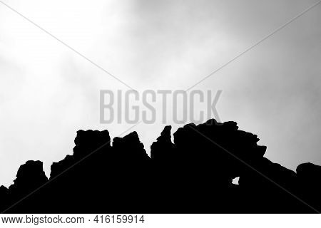 Silhouette Of Cliffs, Clouds And Sky In Mount Roraima.