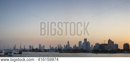 Bocagrande Neighborhood With Sunset, Cartagena De Indias (colombia)