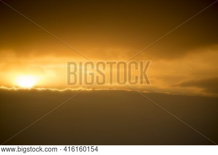 Clouds During Beautiful Orange Sunset In Punta Sal (mancora), Peru