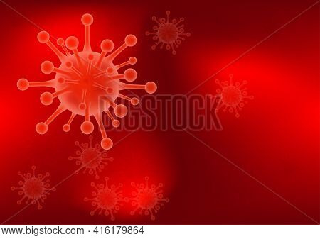 Graphics Design Corona Vius Covid 19 Virus On The Dark Background Illustration Copy Space
