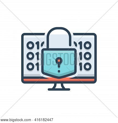Color Illustration Icon For Decrypt Protection Technology Security Decryption