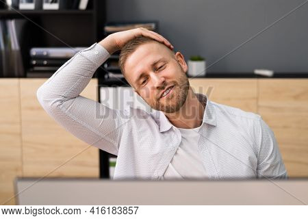 Office Ergonomics Neck Ache Stretching Exercise At Desk