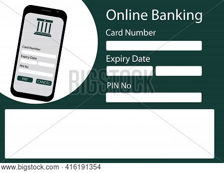 Vector Drawing Of A Mobile Phone. On-line Banking Data Logging Screen
