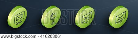 Set Isometric Speech Bubble With Envelope, Mail Box, Envelope With Valentine Heart And Delete Envelo