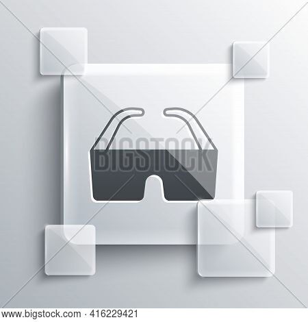 Grey Safety Goggle Glasses Icon Isolated On Grey Background. Square Glass Panels. Vector