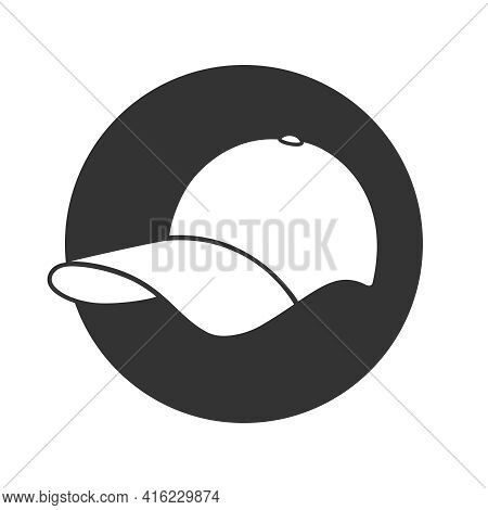 Baseball Cap Graphic Icon. Baseball Cap Sign In The Circle Isolated On White Background. Vector Illu
