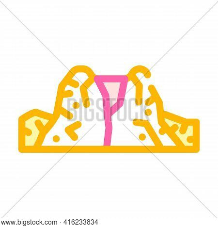 Caldera Volcano Color Icon Vector. Caldera Volcano Sign. Isolated Symbol Illustration