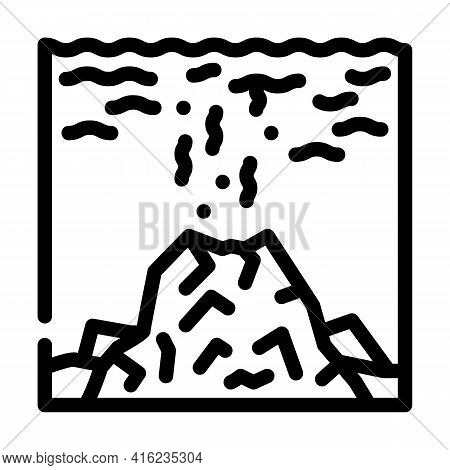 Volcano Under Water Line Icon Vector. Volcano Under Water Sign. Isolated Contour Symbol Black Illust
