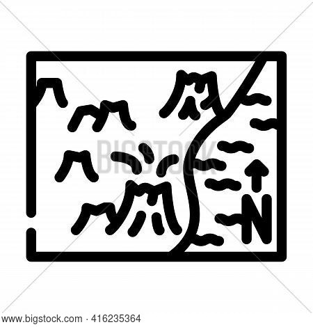 Volcano Map Line Icon Vector. Volcano Map Sign. Isolated Contour Symbol Black Illustration