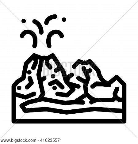 Valley Of Volcanoes Line Icon Vector. Valley Of Volcanoes Sign. Isolated Contour Symbol Black Illust