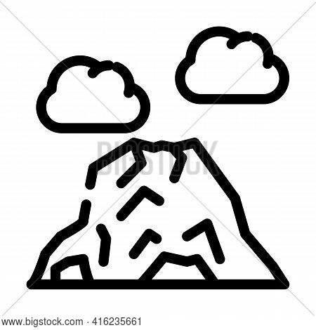 Volcano Mountain Line Icon Vector. Volcano Mountain Sign. Isolated Contour Symbol Black Illustration