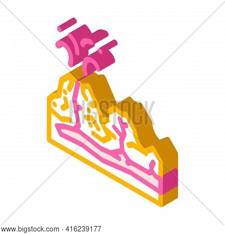 Valley Of Volcanoes Isometric Icon Vector. Valley Of Volcanoes Sign. Isolated Symbol Illustration