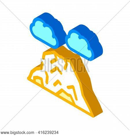 Volcano Mountain Isometric Icon Vector. Volcano Mountain Sign. Isolated Symbol Illustration
