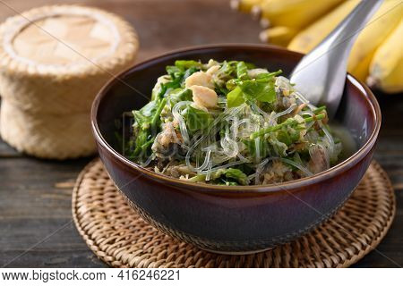 Northern Thai Food (kang Pak Wan), Spicy Local Thai Vegetable Soup With Dry Fish And Glass Noodles I