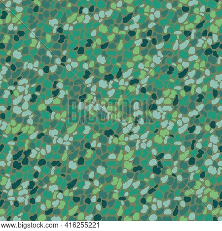 Vector Dense Malachite Pebble Pattern Background. Monochrome Green Oval Circle Shapes Backdrop. Roun